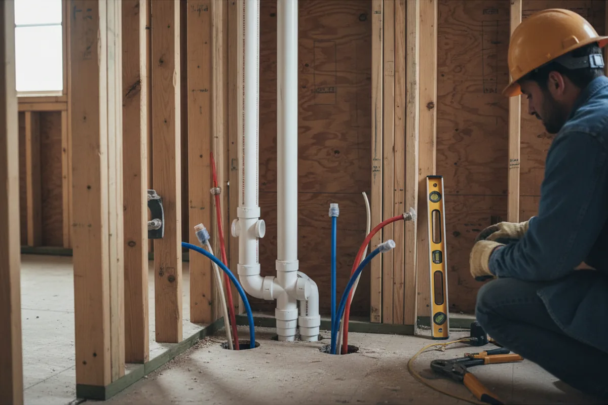 Drain and supply rough-in during Toilet Repair and Installation in East Greenville