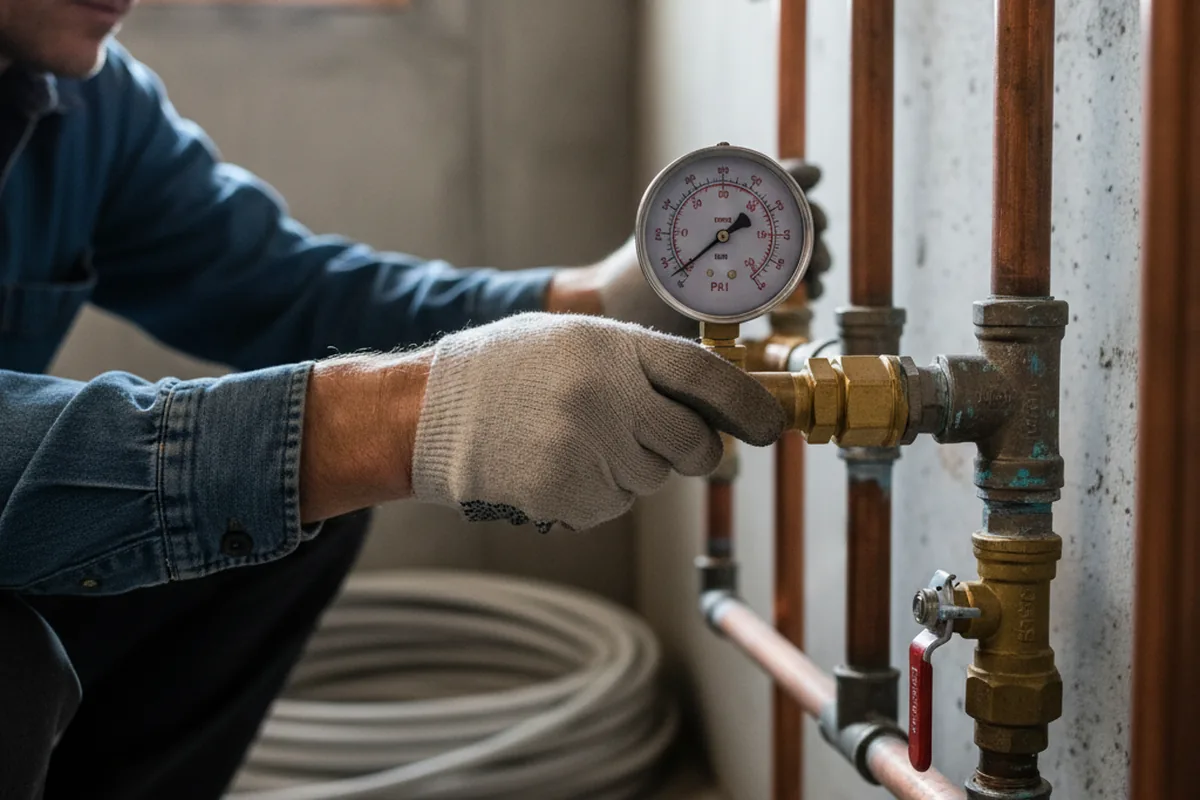 Pressure testing a repaired line during Water Line Repair in East Greenville
